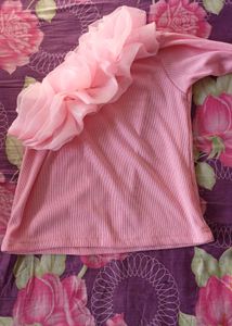 One Shoulder Pink Top