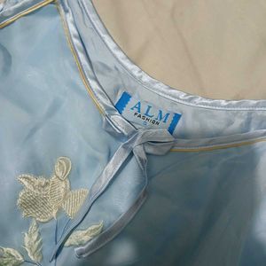 Babydoll Babyblue Coquettecore Satin Top Women