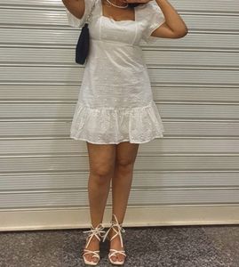 White Eyelet Mini Dress