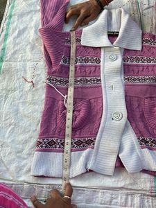 Pink Knit Cardigan Sweater