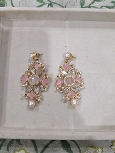 Light Pink Pearl Long Earrings