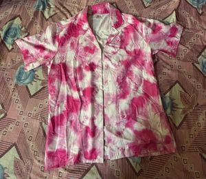 Pink Tie-Dye Button-Down Shirt