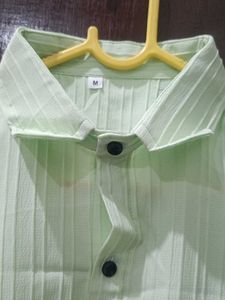 Light Green Striped Casual Shirt