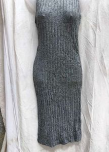 362011. Grey Ribbed Bodycon Dress
