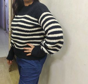 Striped Knit Winter Top - Free Size