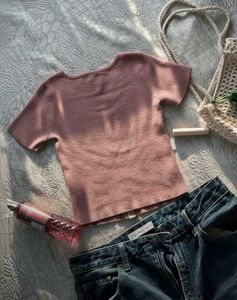 Pink Button-Up Knit Top