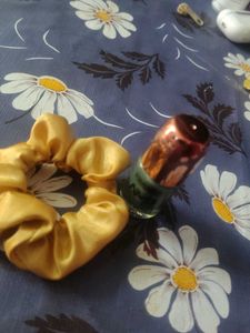 Golden Yellow Scrunchie &amp; nail paint