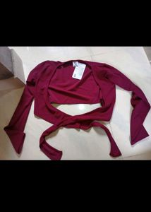 Slim Fit Crop Top For Women Tie Up