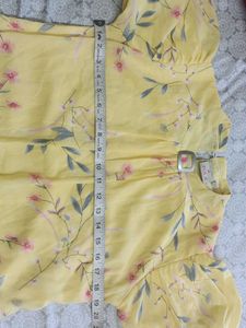 Foral Yellow Puff Handed  Top