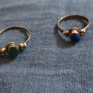Jade &amp; Lapiz Ring Set (Set of 2)