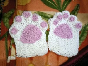 Cute Cat Paw Crochet Gloves