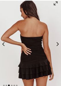 black ruffle mini dress