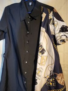 Unique Scarf-Accented Black Dress in small size