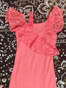 Elegant Coral Lace Dress