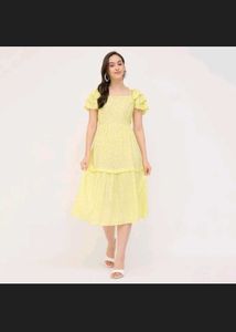 Yellow Floral Puff Sleeve Mini Dress