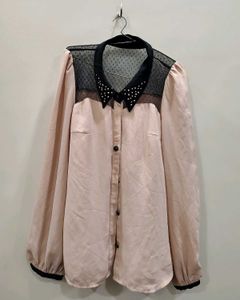 Elegant Sheer Collar Blouse