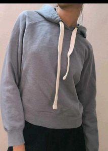 Gray Cropped Hoodie
