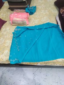 Beautiful Color Saree With Heavy Silver Work