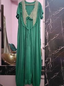 Satin Silk Gowns 2pc - 5 Available
