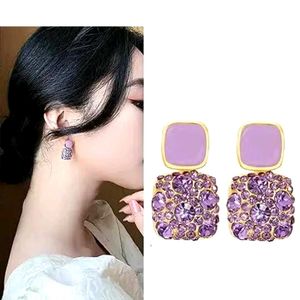 Purple Square Earrings