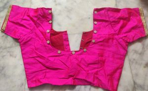 Pink Plain Colour Blouse With Dimond Button