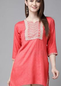 Coral Embroidered Kurti