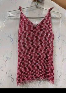 Pink Crochet Tank Top