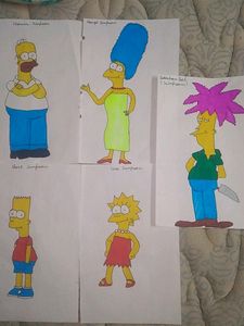 Simpsons Characters Drawing With Sketch Pen