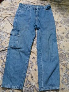 Blue Denim Cargo Jeans