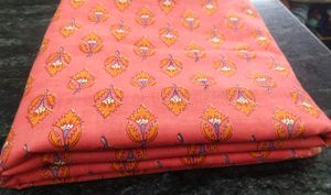 Floral Print Fabric - Orange &amp; Pink 4.5mtr