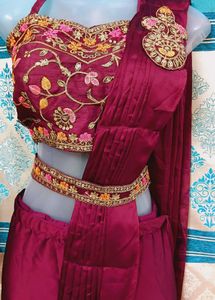 Beautiful Wine NEW Jacket  Ready To Wear Saree