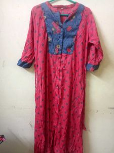Pink Floral Print Kurti