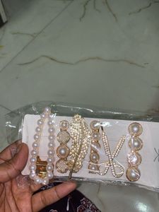 Pearl & Rhinestone Hair Clip Set