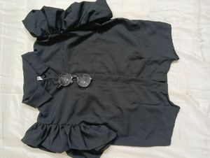 Balloon Sleeves Black Shirt