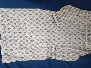 White Block Printed Straight Kurta(Tailor Made)