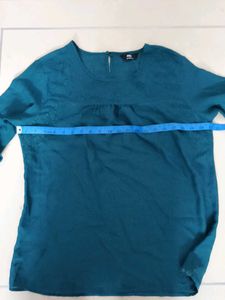Teal Blue Top Embroidered XL