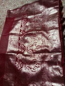 cherry Red Silk Saree