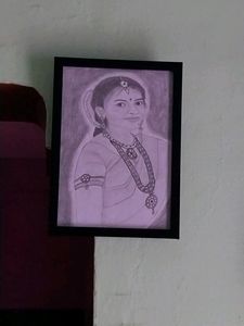 Photo Frame With Frame White/Black Frame Portrait Drawing