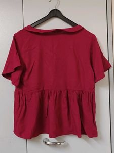 Maroon Top with Embroidered Collar
