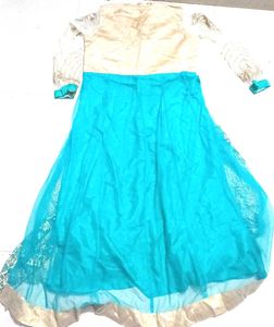 Elegant Blue &amp; Gold Anarkali Kurta