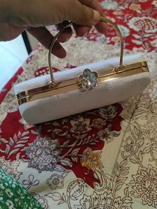 Light Pink Printed Hand Clutch With Sling