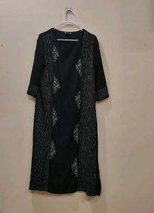 Neerus Elegant Black Embroidered Kurta