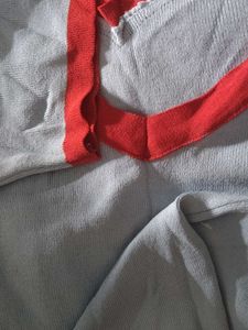 Cute Blue Ringer Tee V Shaped Neck