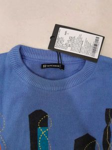 Stylish Blue Patterned Sweater (Here And Now Brand