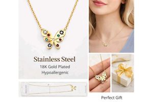 Butterfly Gold-Tone Necklace gold plated Anti tarn