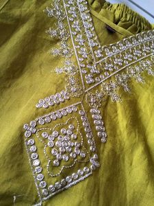Embroidered Olive Green Kurta Set