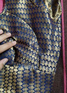 Pink Zari Work Printed Slik Saree With Blouse