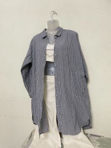Oversized Pintresty Navy Blue Strips Shirt