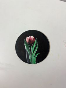 Tulip Painting on Black Canvas