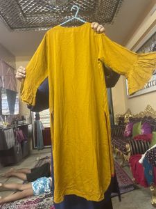 Mustard Kurta with Flared Sleeves